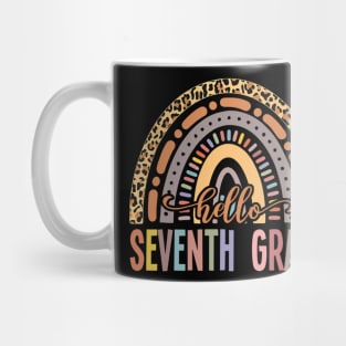 Hello Seventh Grade Leopard Rainbow Back To School Mug